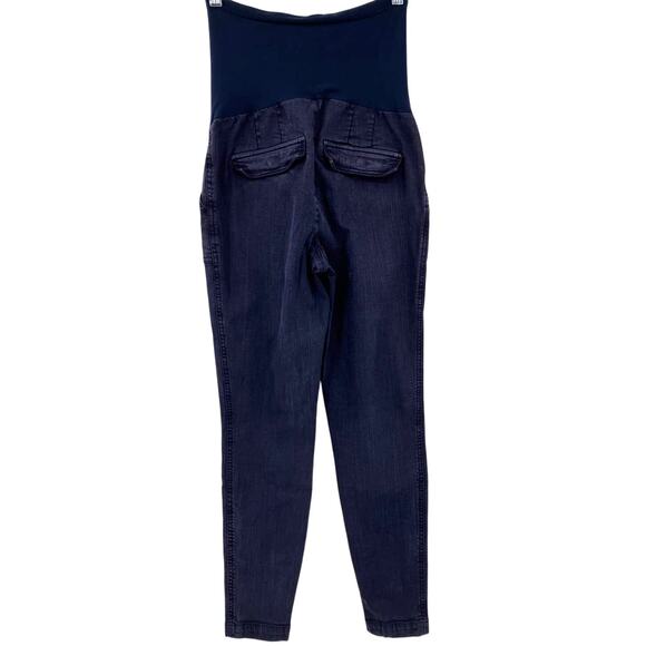 A Pea In The Pod Blue Full Panel Band Pockets Pull On Stretch Skinny Jeans Pants - Picture 3 of 9